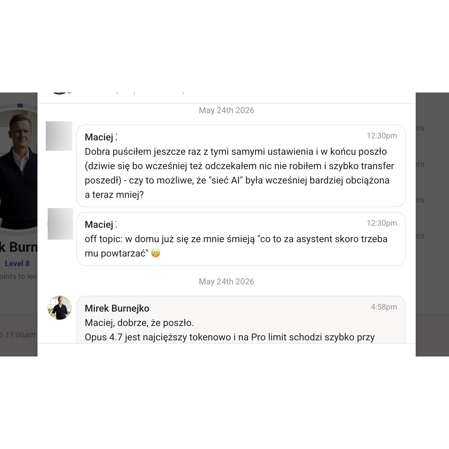 Wsparcie społeczności i dyskusje uczestników AI Biznes Lab - Master